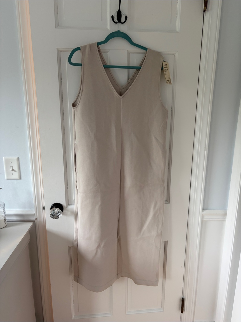 Muji Beige V-Neck Sleeveless Maxi Dress